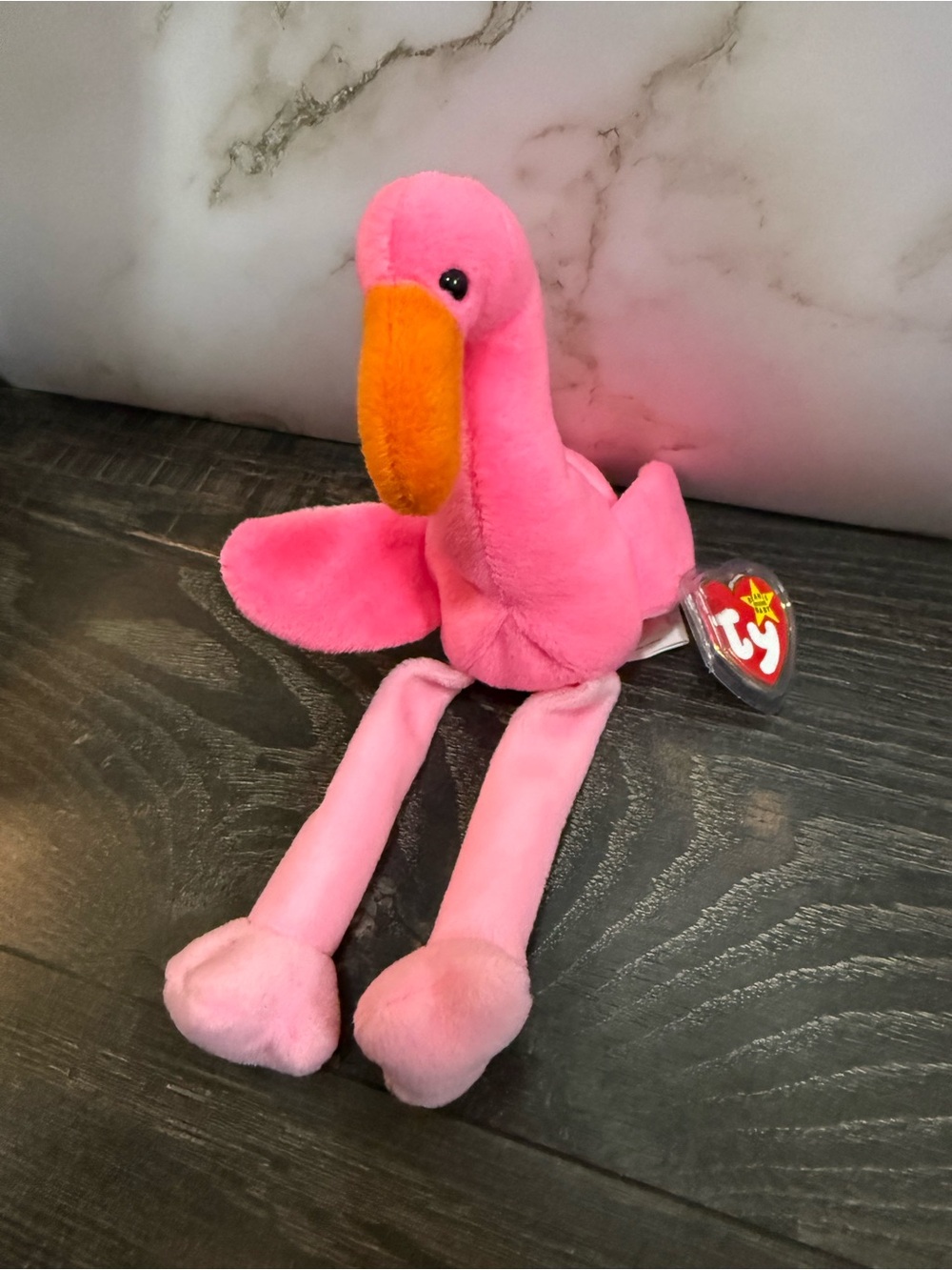 VTG 1995 Ty Beanie Babies PINKY the Flamingo Plush Stuffed Animal Gen 5 Tag